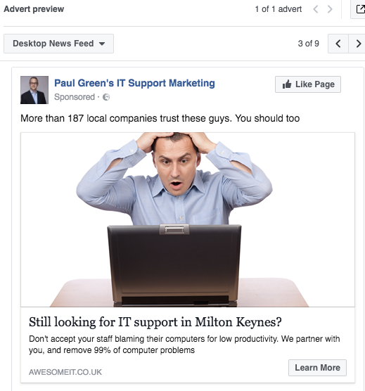 Facebook Ad Preview| Paul Green's MSP Marketing